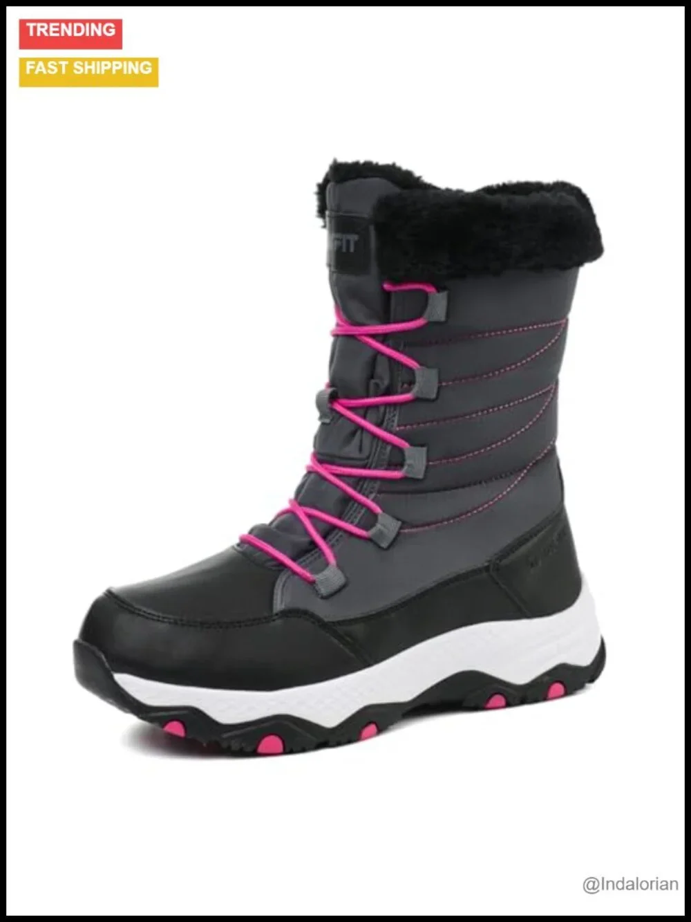 Waterproof Mid-Calf Snow Booties Winter Hiking Boot Fur Lined Non-Slip